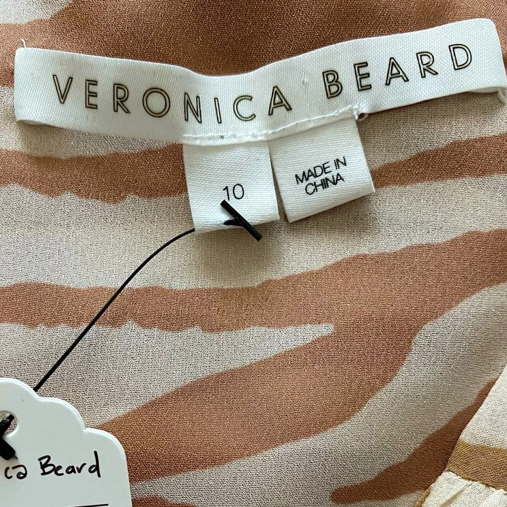 NWOT Veronica Beard Soheyla Ruched Tiger Print Silk Georgette Dress Size 10 - Picture 10 of 11